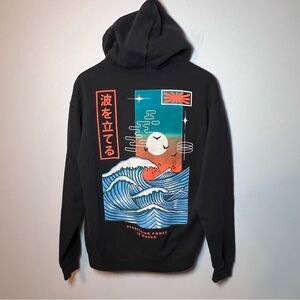 Bowery Japanese Wave Hoodie Adult M Black Sweatshirt “Everything Comes in Waves”